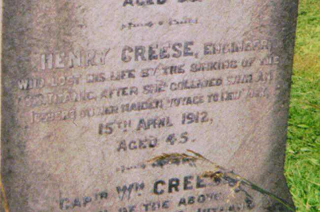 A grave of a victim of the Titanic disaster - Henry Creese